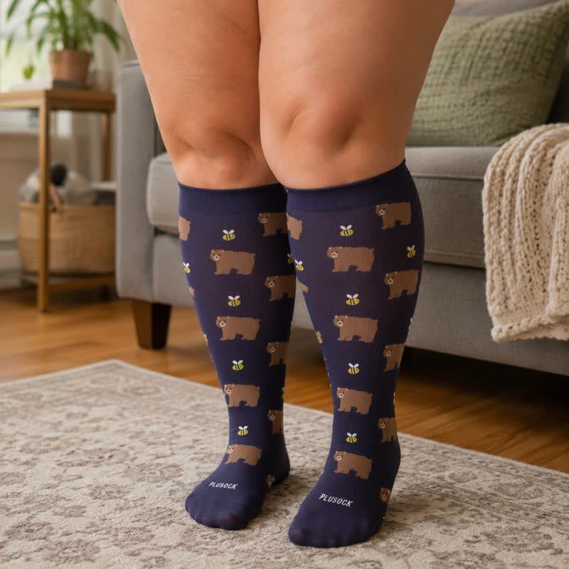 Plusock Plus Size Cute Bear Compression Socks - image 1