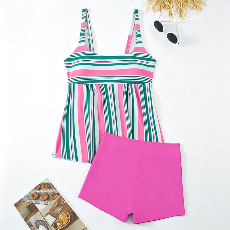Plusock Tropical Floral Stripe Tankini Set - image 16