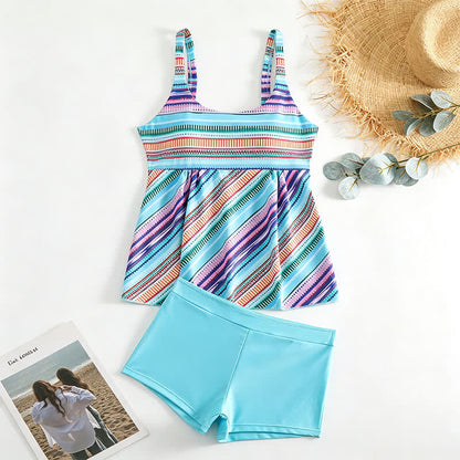Plusock Tropical Floral Stripe Tankini Set - image 17