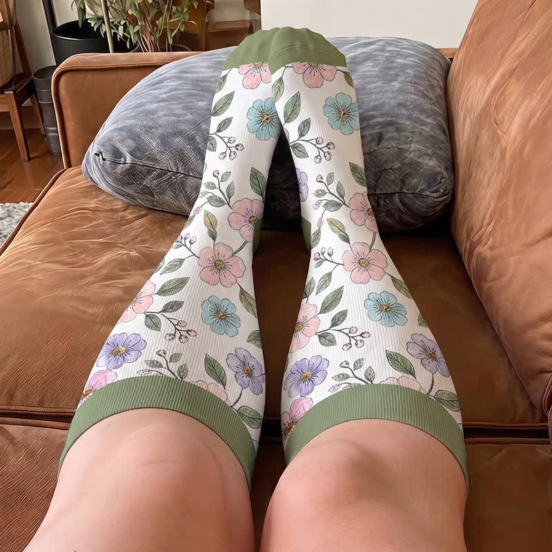 Plusock Plus Size Floral Garden Compression Socks - image 1