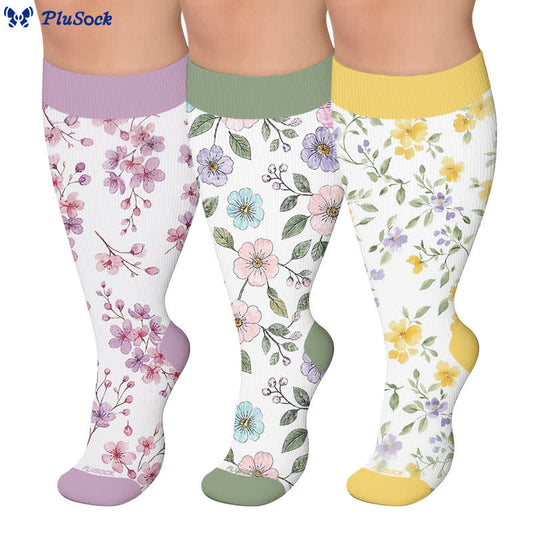 Plusock Plus Size Floral Garden Compression Socks - image 0