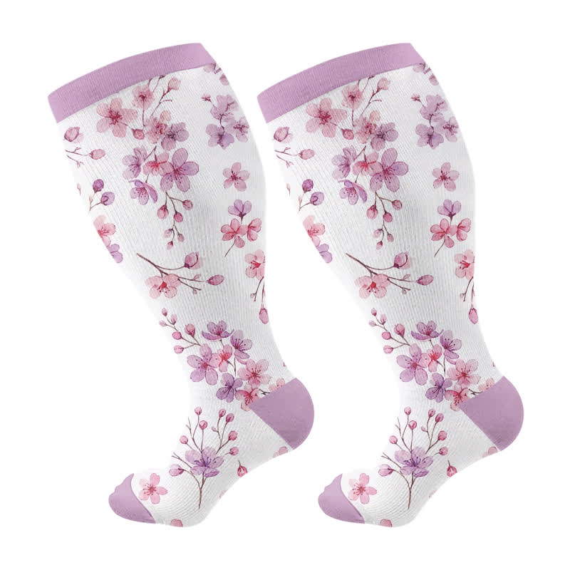 Plusock Plus Size Floral Garden Compression Socks - Purple - 4XL - image 8