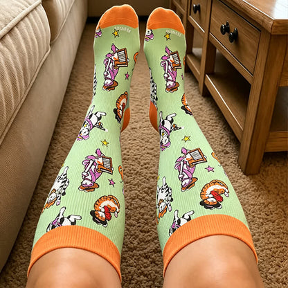 Plusock Plus Size Duck Cat Pattern Compression Socks - image 3