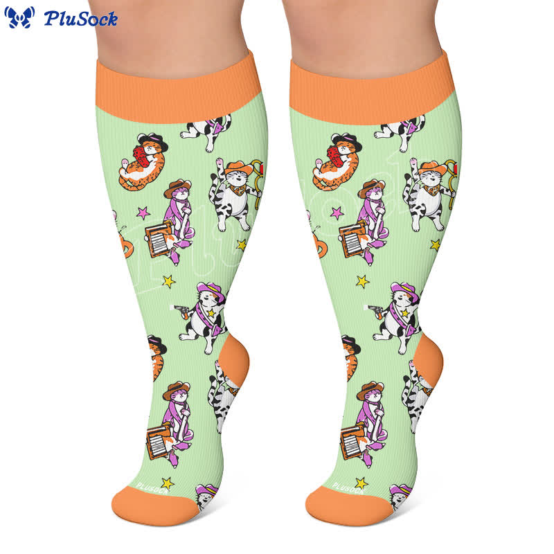 Plusock Plus Size Duck Cat Pattern Compression Socks - image 7