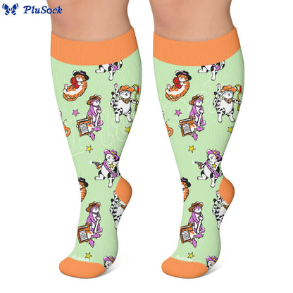 Plusock Plus Size Duck Cat Pattern Compression Socks - image 7