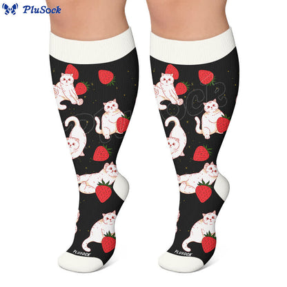 Plusock Plus Size Duck Cat Pattern Compression Socks - image 6