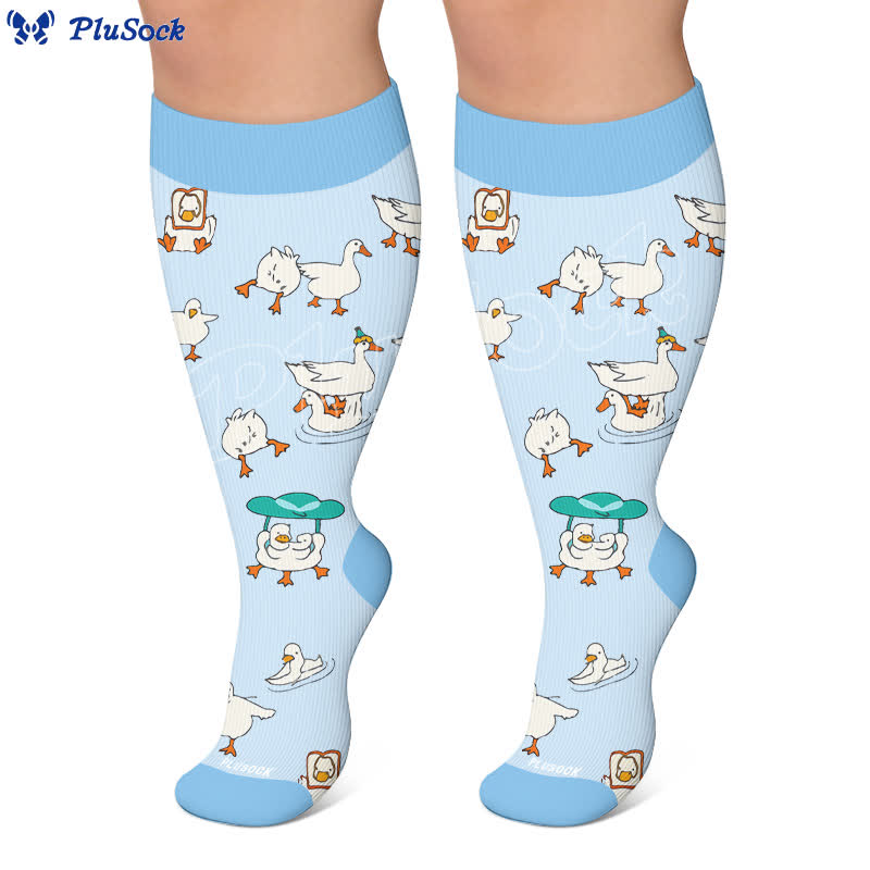 Plusock Plus Size Duck Cat Pattern Compression Socks - image 5