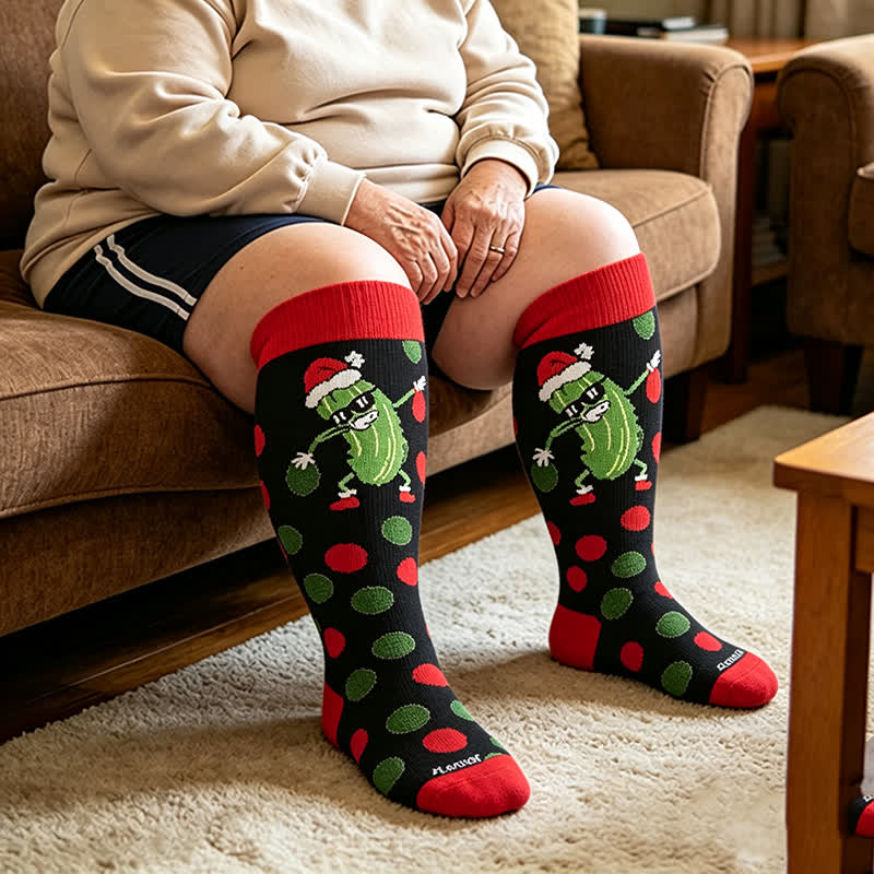 Plusock Plus Size Pickle Party Compression Socks - image 3