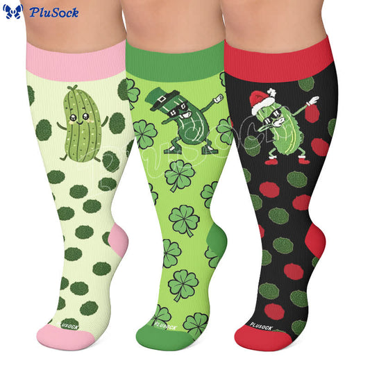 Plusock Plus Size Pickle Party Compression Socks - image 0