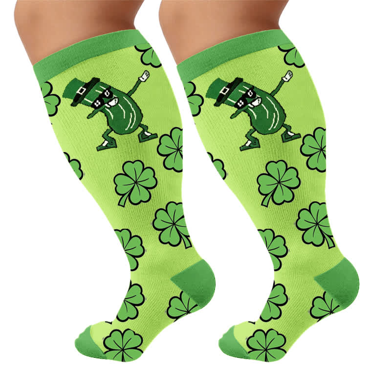 Plusock Plus Size Pickle Party Compression Socks - Green(1 Pair) - 4XL - image 9