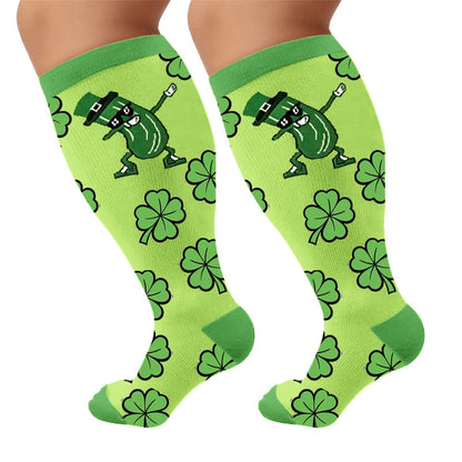 Plusock Plus Size Pickle Party Compression Socks - Green(1 Pair) - 4XL - image 9