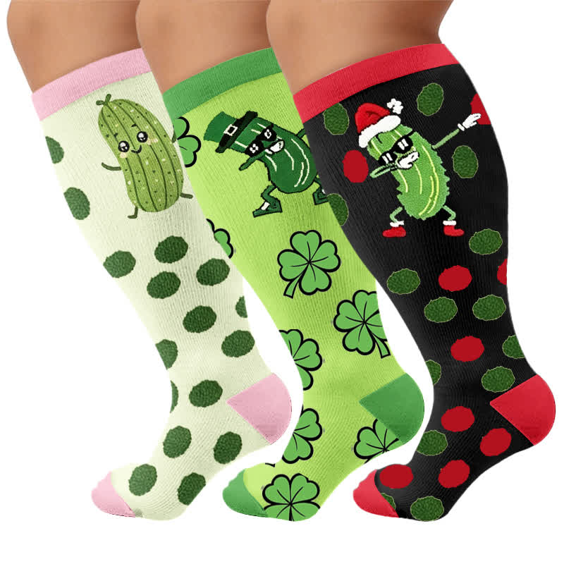 Plusock Plus Size Pickle Party Compression Socks - image 4