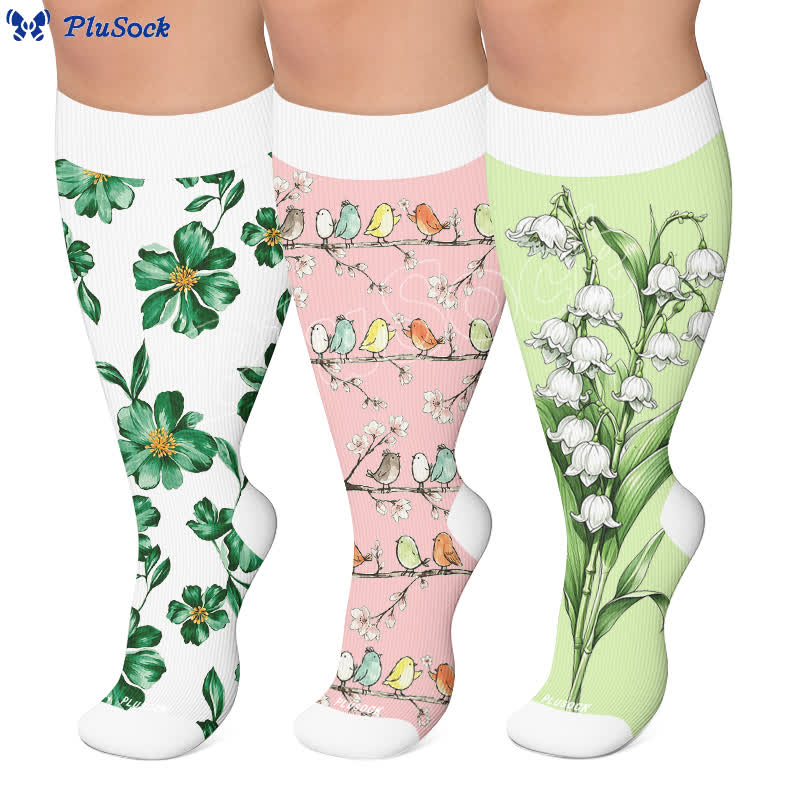 Plusock Plus Size Botanical Garden Compression Socks - image 0