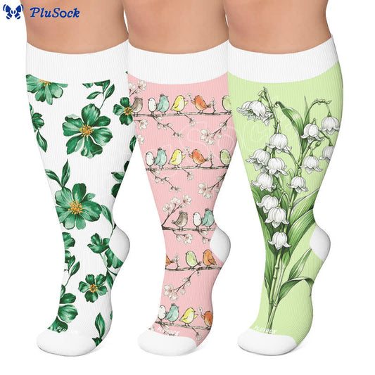 Plusock Plus Size Botanical Garden Compression Socks - image 0