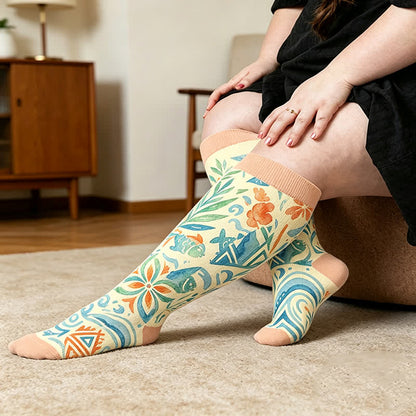 Plusock Plus Size Boho Floral Compression Socks - image 1