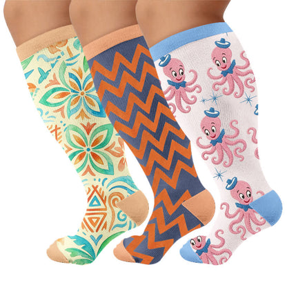 Plusock Plus Size Boho Floral Compression Socks - image 4