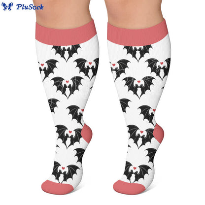 Plusock Plus Size Bat Heart Compression Socks - image 5