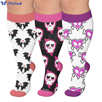 Plusock Plus Size Bat Heart Compression Socks - image 0