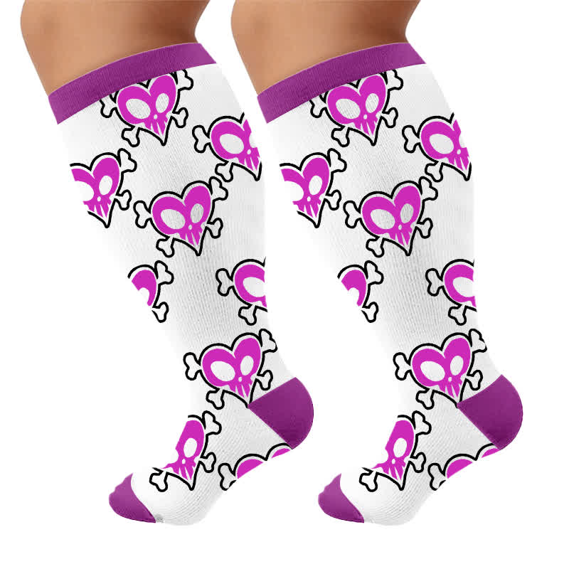 Plusock Plus Size Bat Heart Compression Socks - Purple(1 Pair) - 4XL - image 10