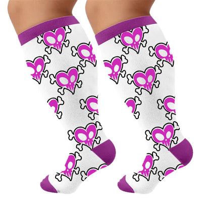 Plusock Plus Size Bat Heart Compression Socks - Purple(1 Pair) - 4XL - image 10