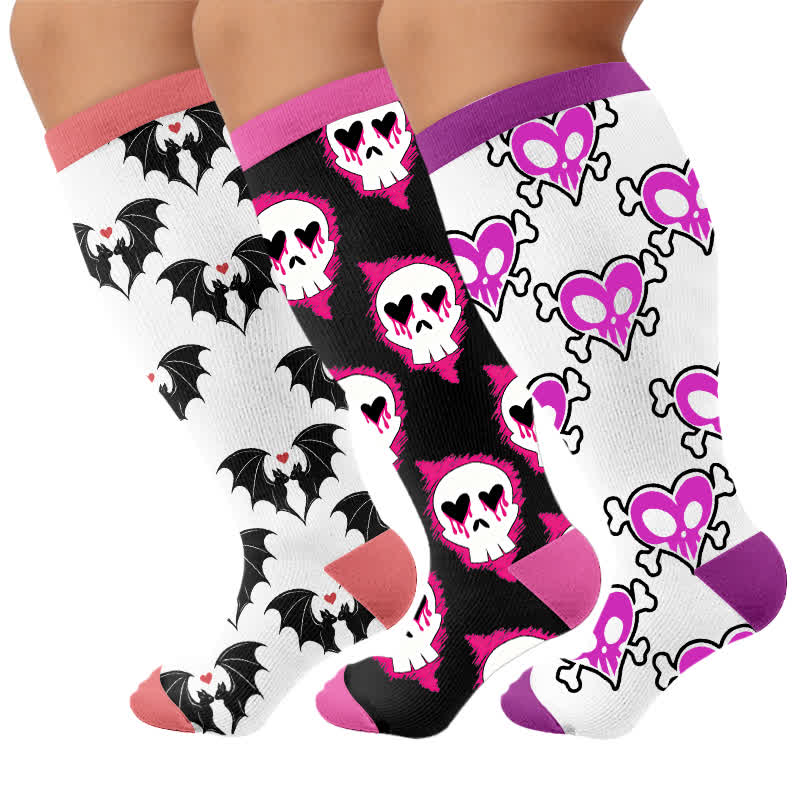 Plusock Plus Size Bat Heart Compression Socks - image 4