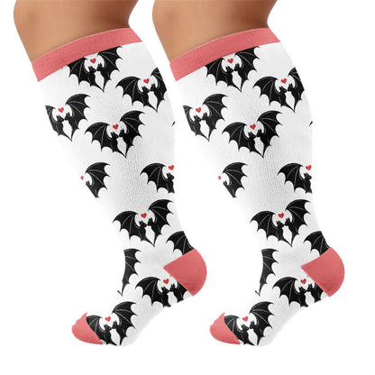 Plusock Plus Size Bat Heart Compression Socks - Red(1 Pair) - 4XL - image 8