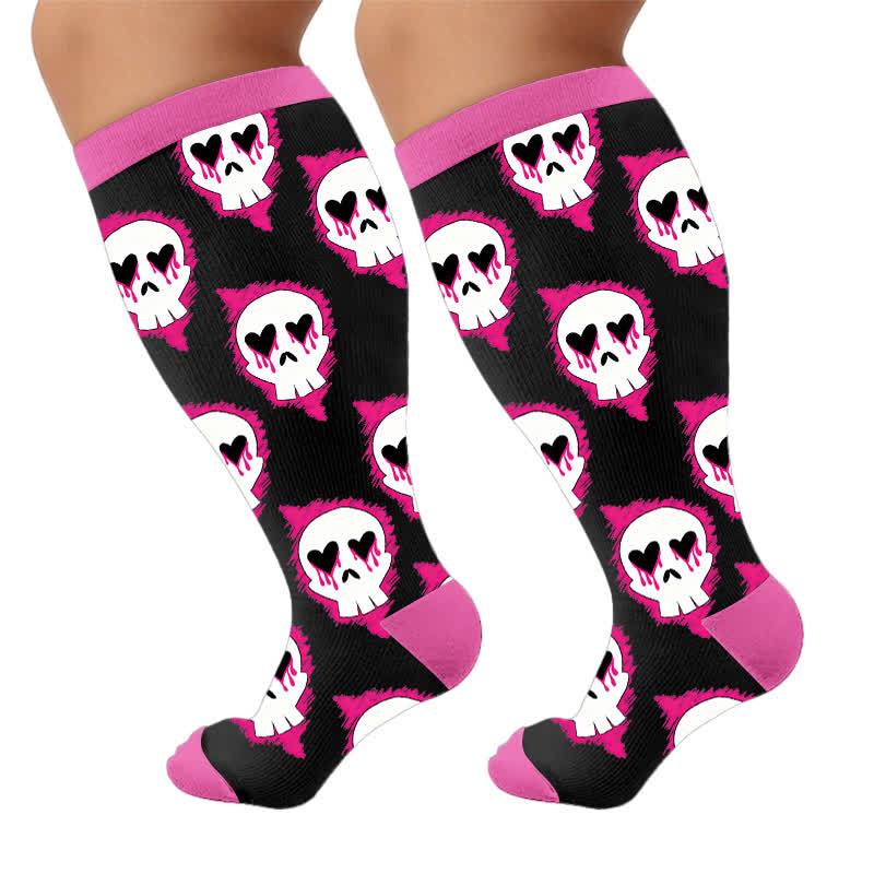 Plusock Plus Size Bat Heart Compression Socks - Pink(1 Pair) - 4XL - image 9