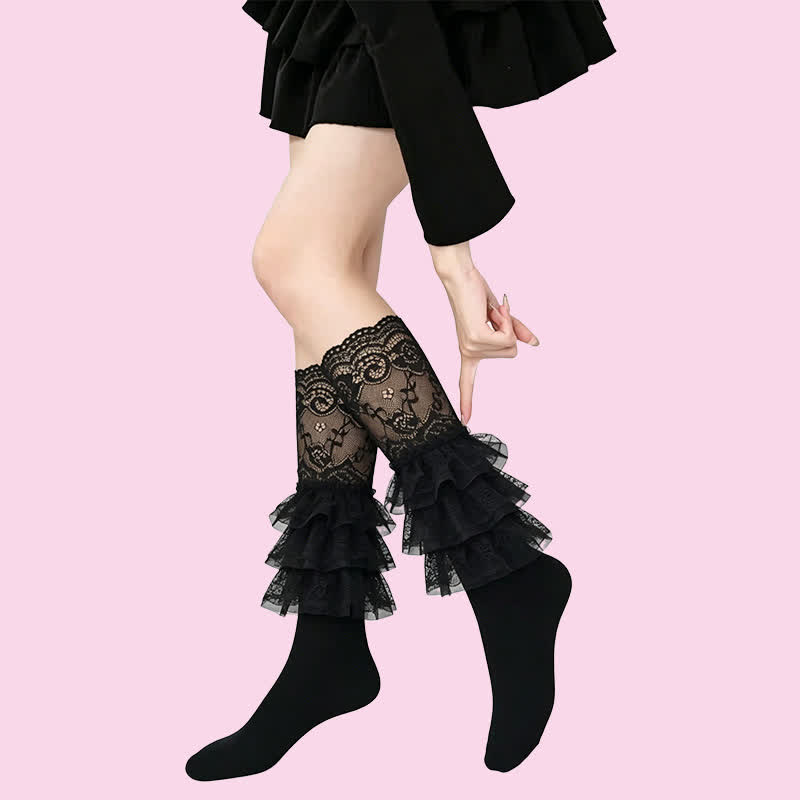 Plusock Gothic Lace Ruffle Crew Socks(2 Pairs) - image 7