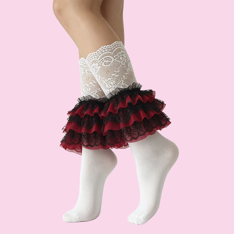 Plusock Gothic Lace Ruffle Crew Socks(2 Pairs) - image 13