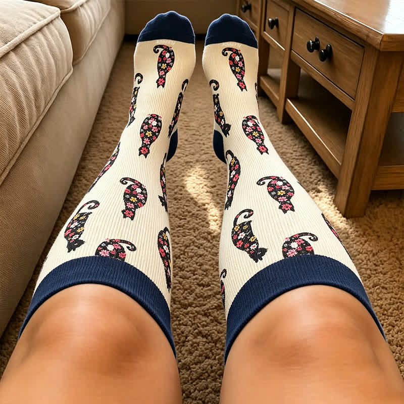 Plusock Plus Size Swan Cat Compression Socks - image 3