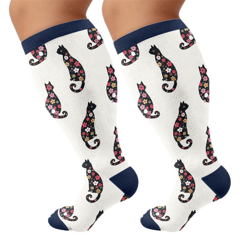 Plusock Plus Size Swan Cat Compression Socks - Navy Blue - 4XL - image 9