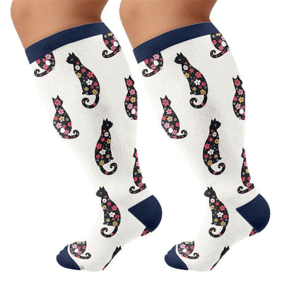 Plusock Plus Size Swan Cat Compression Socks - Navy Blue - 4XL - image 9