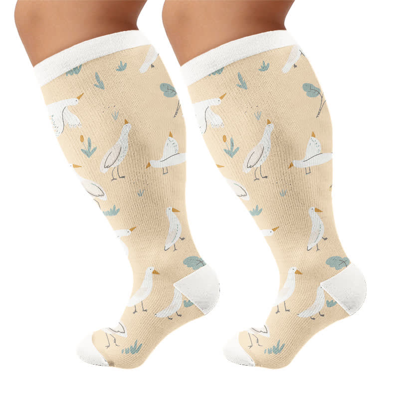 Plusock Plus Size Swan Cat Compression Socks - Nude - 4XL - image 8