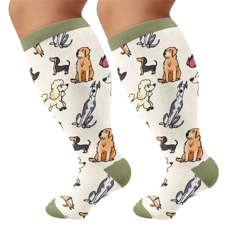 Plusock Plus Size Swan Cat Compression Socks - Green - 4XL - image 10