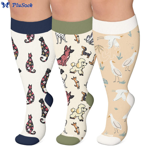 Plusock Plus Size Swan Cat Compression Socks - image 0
