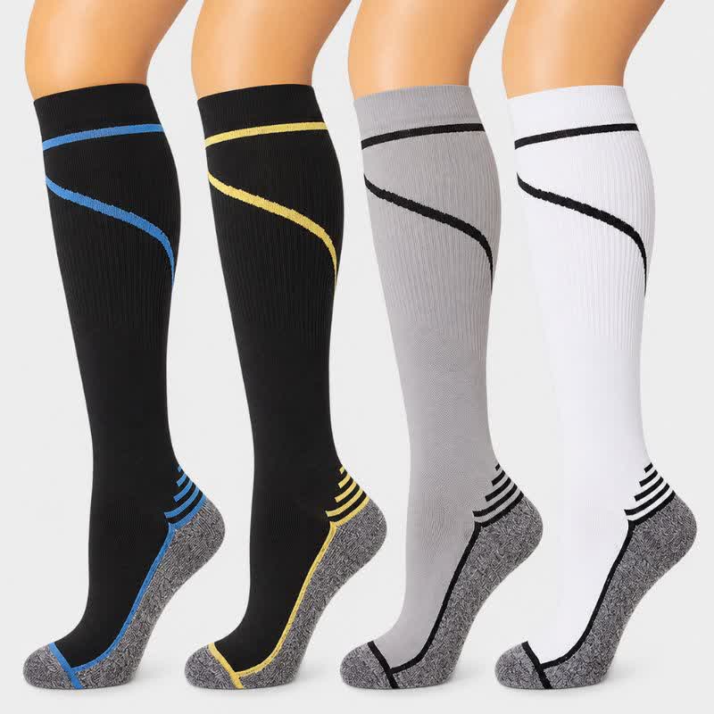 Plusock Contrast Stripe Compression Socks(4 Pairs) - image 0