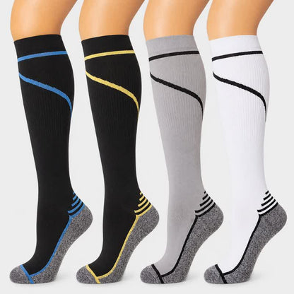 Plusock Contrast Stripe Compression Socks(4 Pairs) - image 0