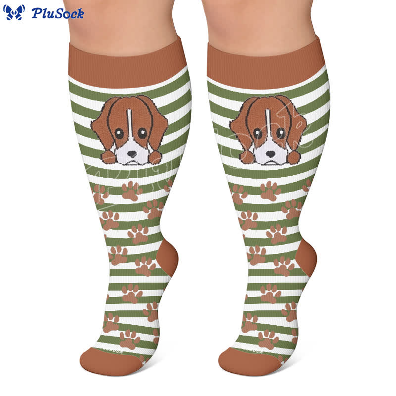 Plusock Plus Size Striped Dog Compression Socks - image 5