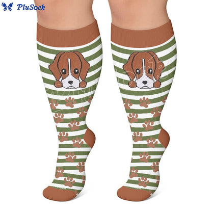 Plusock Plus Size Striped Dog Compression Socks - image 5