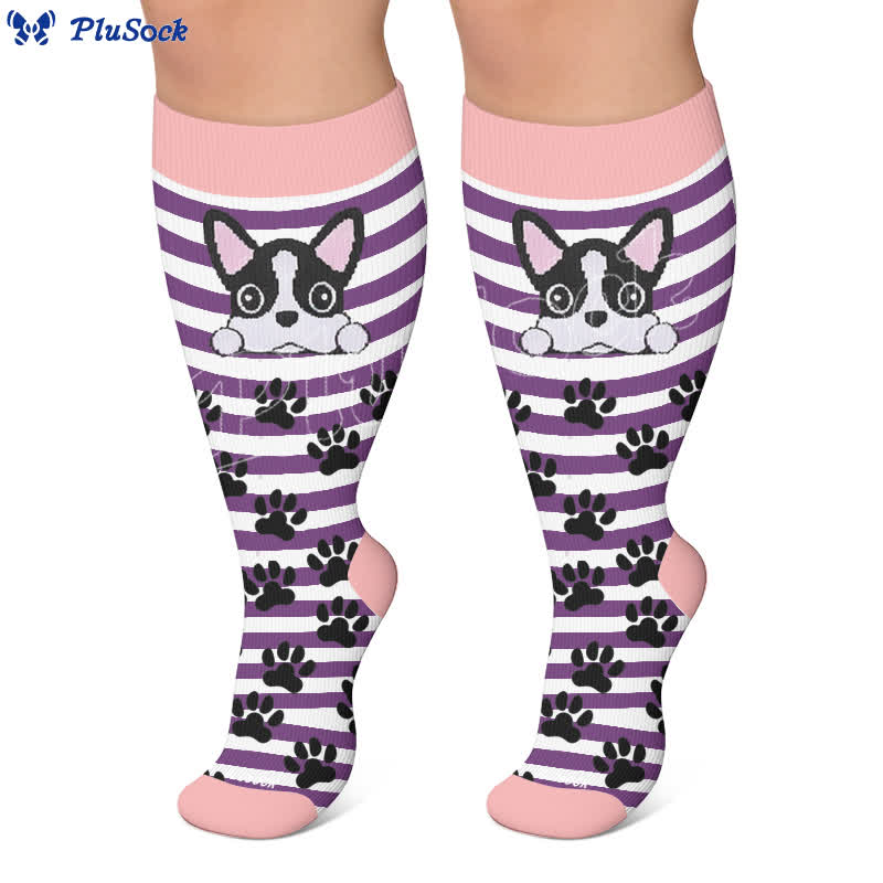Plusock Plus Size Striped Dog Compression Socks - image 4