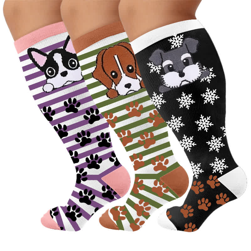 Plusock Plus Size Striped Dog Compression Socks - image 7