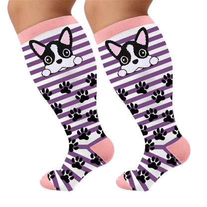 Plusock Plus Size Striped Dog Compression Socks - image 8