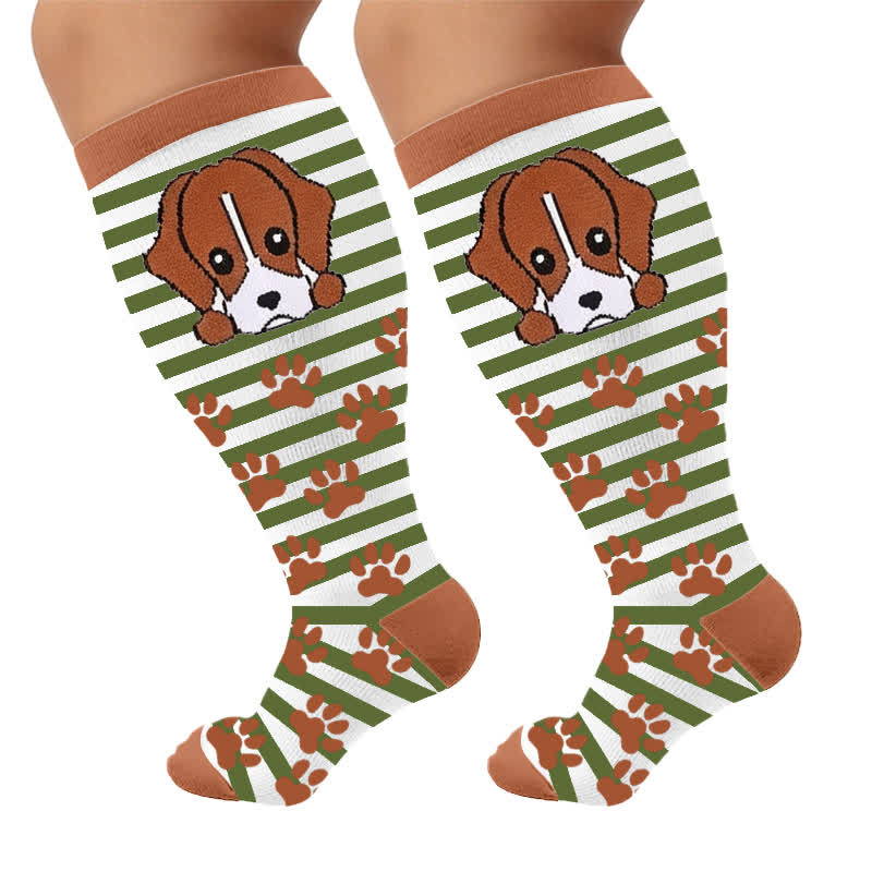 Plusock Plus Size Striped Dog Compression Socks - image 9