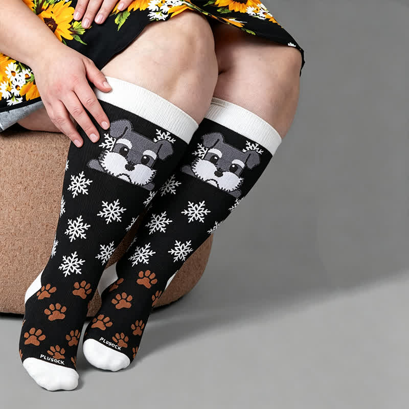 Plusock Plus Size Striped Dog Compression Socks - Black(1 Pair) - 4XL - image 3
