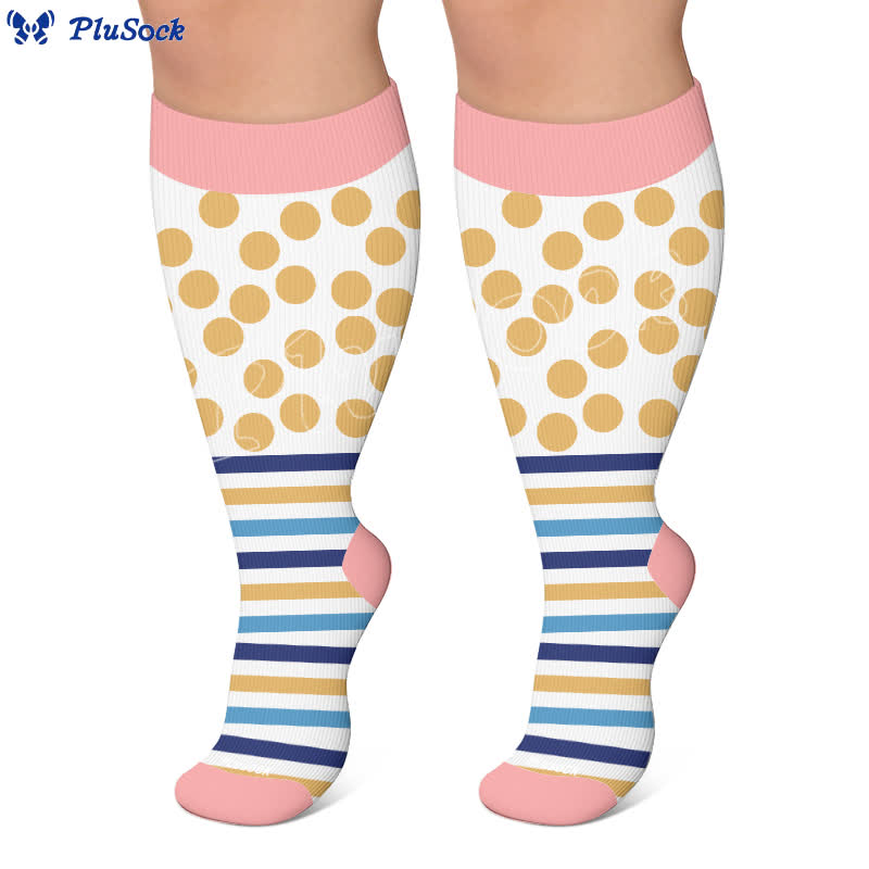 Plusock Plus Size Color Block Stripes Compression Socks - image 5