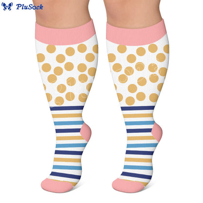 Plusock Plus Size Color Block Stripes Compression Socks - image 5