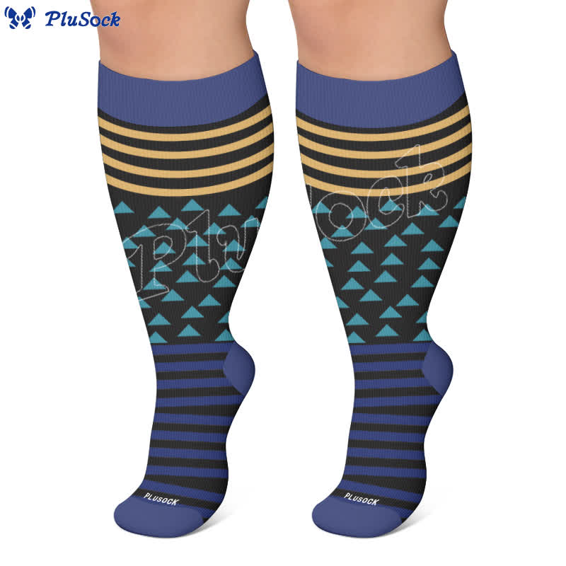 Plusock Plus Size Color Block Stripes Compression Socks - image 4
