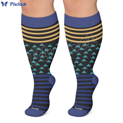 Plusock Plus Size Color Block Stripes Compression Socks - image 4