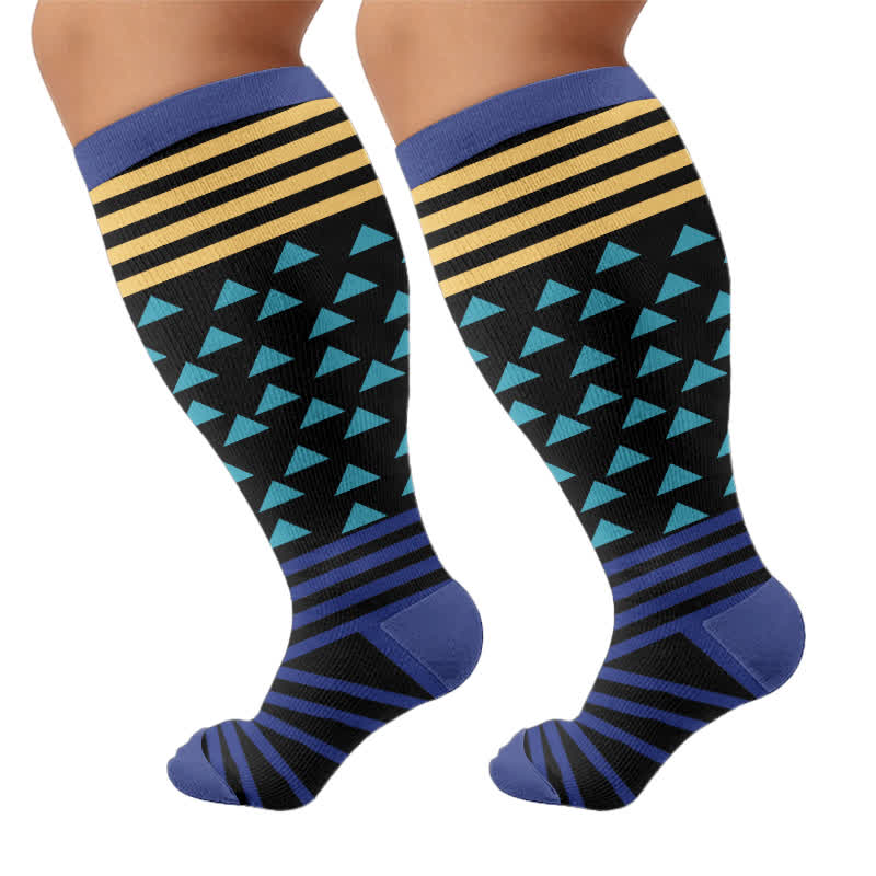 Plusock Plus Size Color Block Stripes Compression Socks - image 8