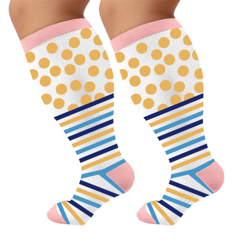 Plusock Plus Size Color Block Stripes Compression Socks - image 9